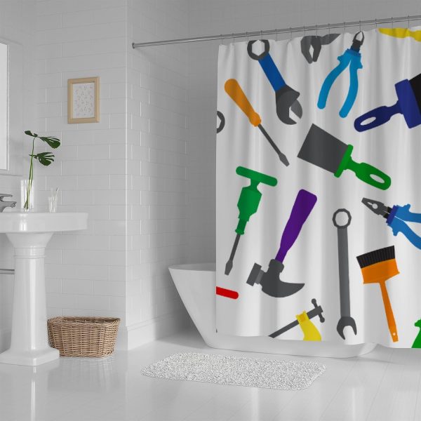 bathroom-shower-curtain-modern-waterproof-with-12-hooksrandom-1-flyingcart.pk