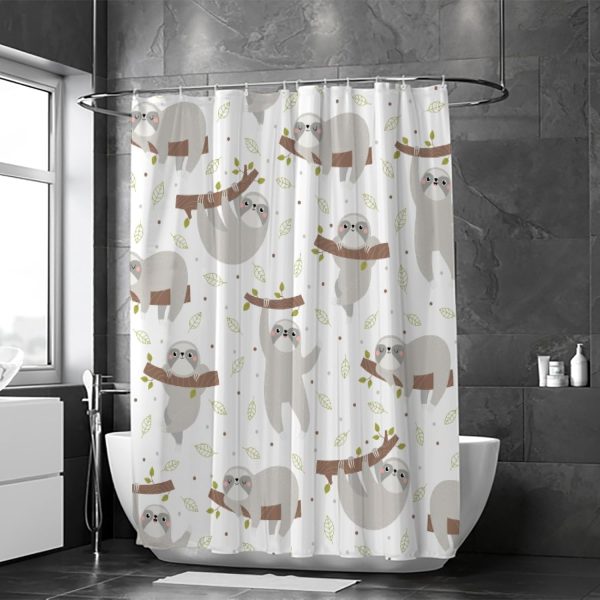 bathroom-shower-curtain-modern-waterproof-with-12-hooksrandom-1-flyingcart.pk