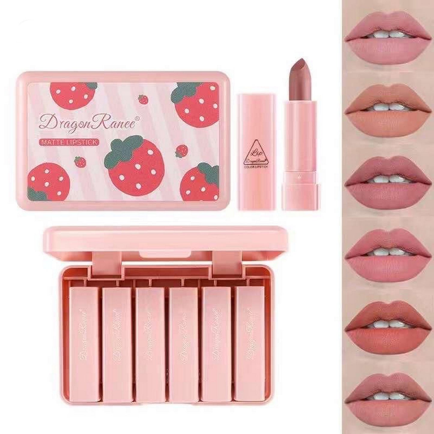 Dragon Ranee Strawberry Matte Lipstick Set (Pack Of 6) - FlyingCart.pk