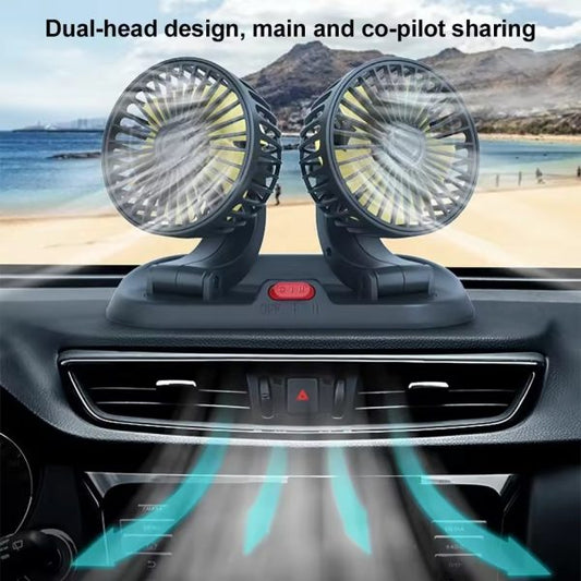Car Fan Long Neck Double Head Adjustable V Fan For Summer - 5v/2a Usb Powered - Flyingcart.pk
