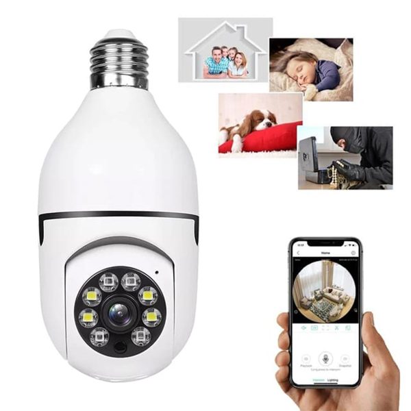 Bulb Camera 1080p WiFi 360° Panoramic Night Vision - Flyingcart.pk