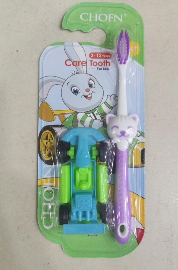 Chofn Kids Toothbrush Set (3–12 Years) – Soft Bristles With Toy Car (random Designs)-FlyingCart.pk