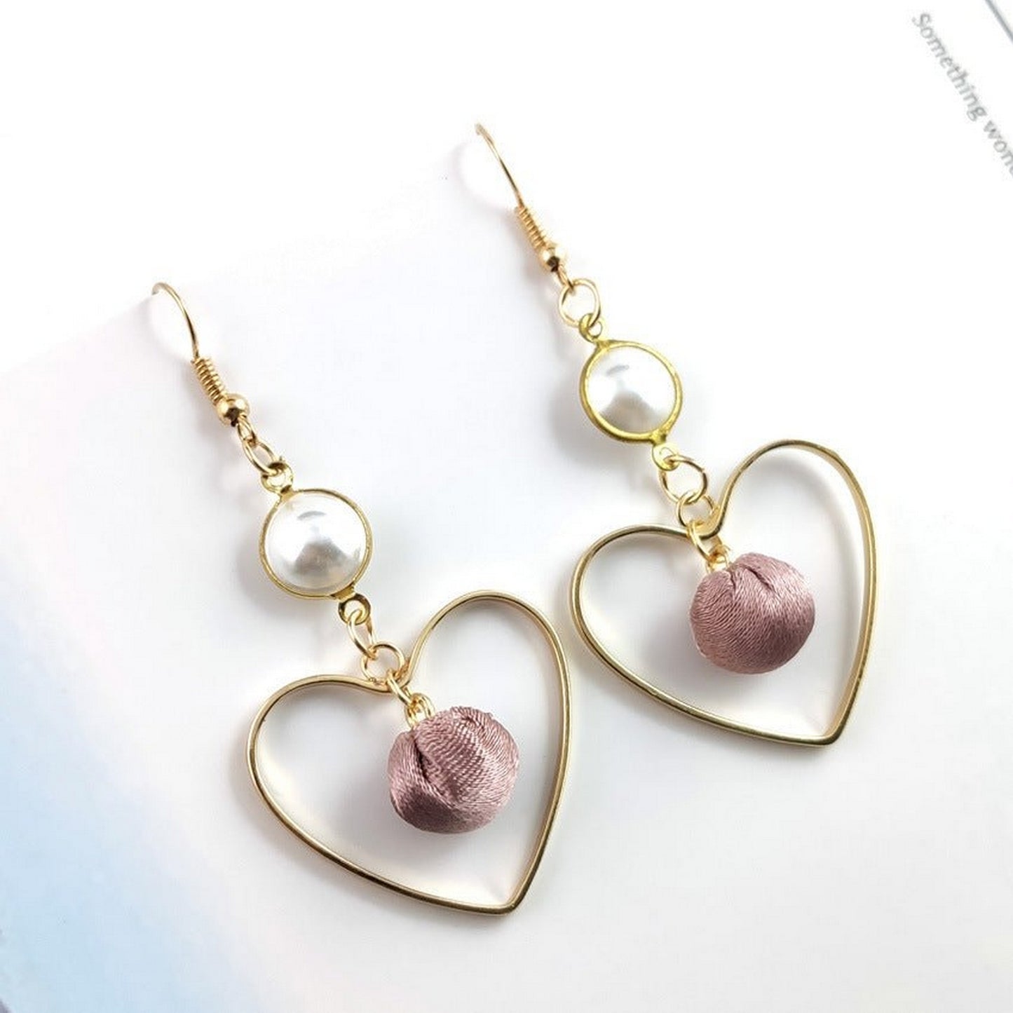Cloth Ball Pendant In Heart Earrings - FlyingCart.pk