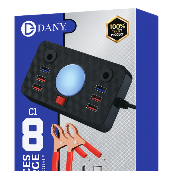 Dany C-1 Clipper Charger – 6 USB Port DC Solar Mobile Charger with LED Light & Safety Protection