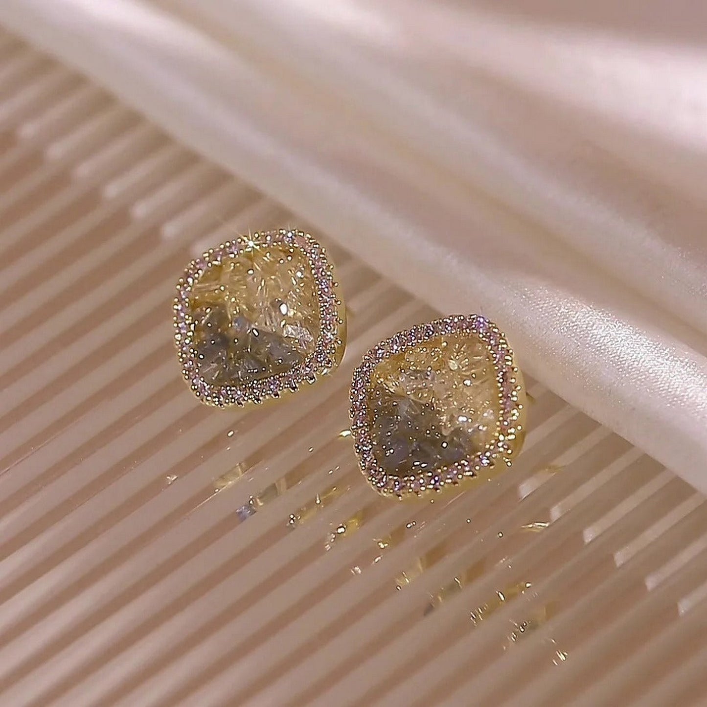 Retro Crystal Zircon Square Stud Earrings - FlyingCart.pk