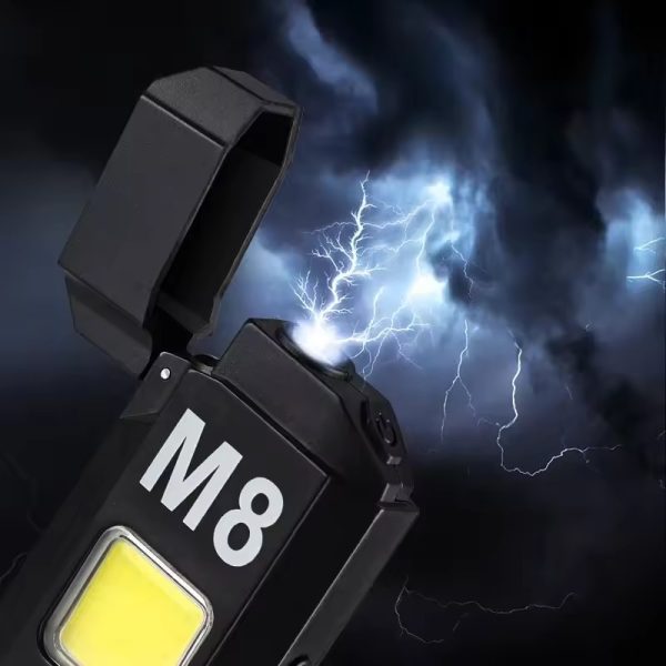 dh-001-cob-led-flashlight-with-lighters-dual-arc-pulse-flameless-lighter-type-c-rechargeable-lighter-work-light-mini-light-mens-gift-dual-arc-pulse-flameless-lighter-2-1-flyingcrt.pk