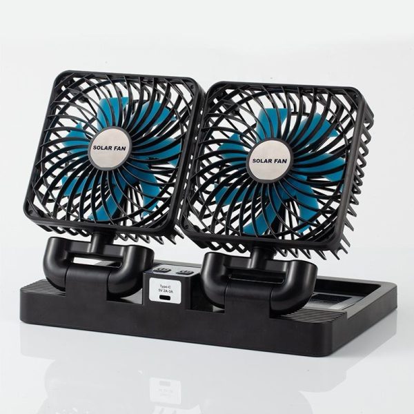 Double Head Solar Portable Desktop Air Conditioning Fan - Flyingcart.pk