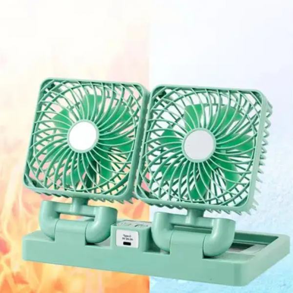 Double Head Solar Portable Desktop Air Conditioning Fan - Flyingcart.pk