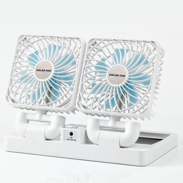 Double Head Solar Portable Desktop Air Conditioning Fan - Flyingcart.pk