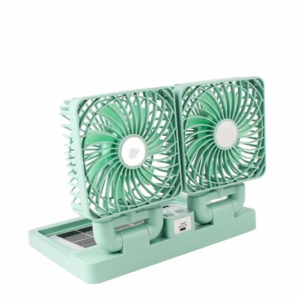 Double Head Solar Portable Desktop Air Conditioning Fan - Flyingcart.pk