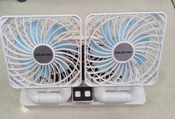 Double Head Solar Portable Desktop Air Conditioning Fan - Flyingcart.pk