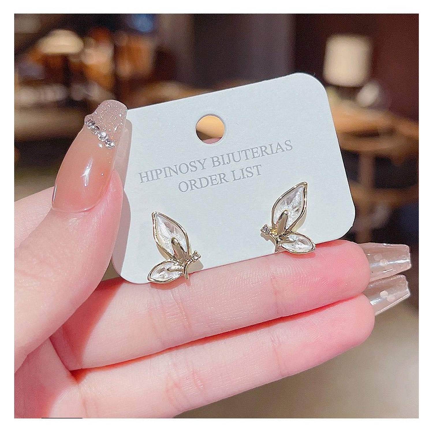 Heart Earrings Elegant Pearl Peach - FlyingCart.pk