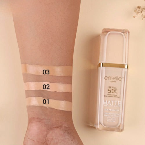 emelie-paris-spf-50-foundation-with-primer-30-ml-full-coverage-waterproof-matte-finish-shade-1-1-flyingcart.pk