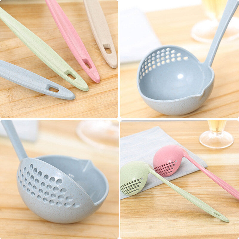 2 in 1 Long Handle Soup Spoon With Strainer Cooking Shovel - FlyingCart.pk