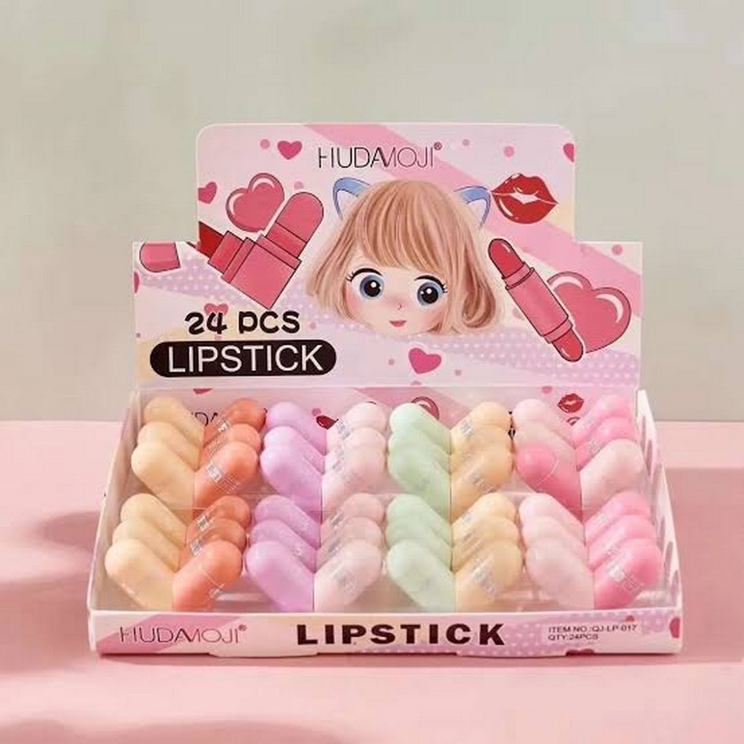 Hudamoji Heart Shape Lipstick (2 In 1) 24 Pcs - FlyingCart.pk