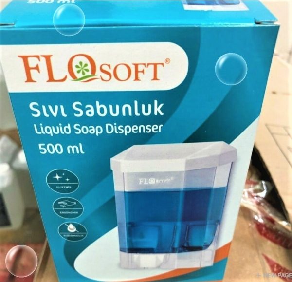 Flosoft 500ml Wall-Mount Liquid Soap, Sanitizer & Shampoo Dispenser – Refillable Bathroom & Kitchen Organizer