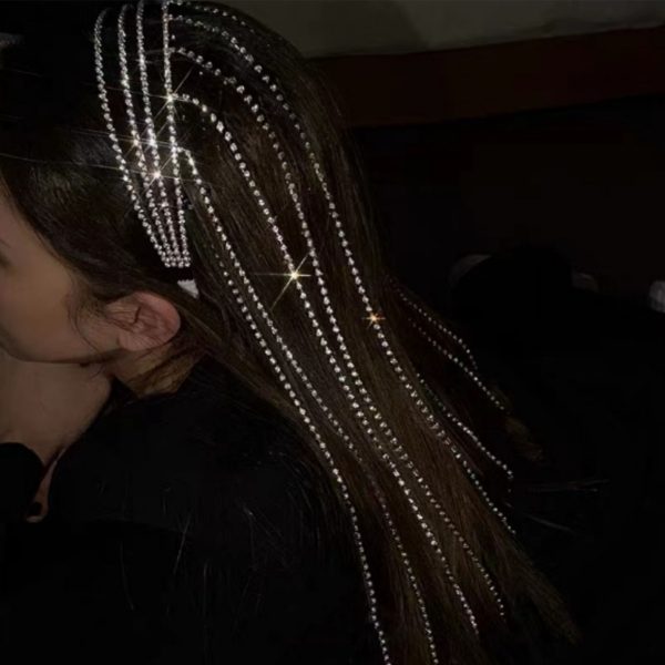 Rhinestone Tassel Headband for Women – Crystal Party Hair Accessory-FlyingCart.pk