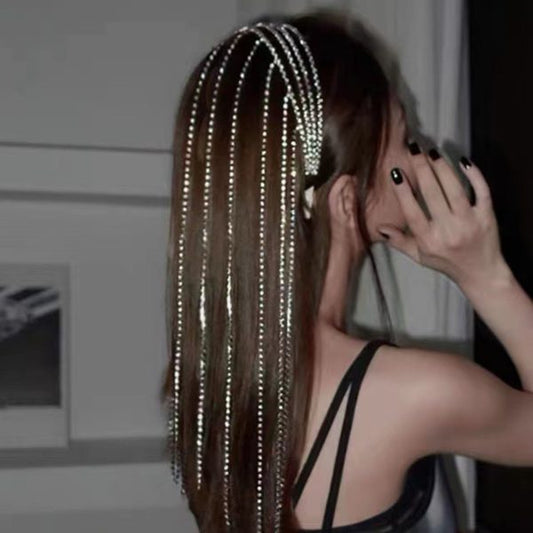 Rhinestone Tassel Headband for Women – Crystal Party Hair Accessory-FlyingCart.pk