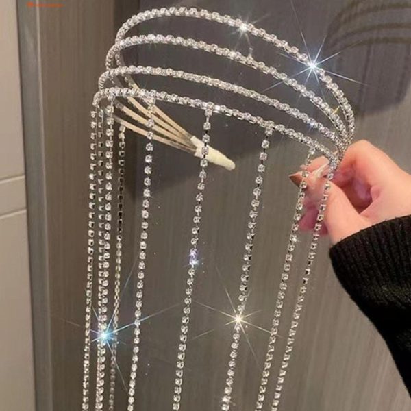 Rhinestone Tassel Headband for Women – Crystal Party Hair Accessory-FlyingCart.pk