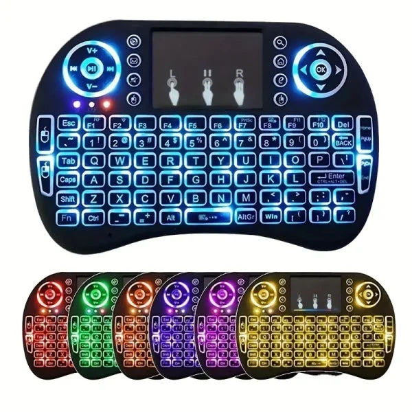 i8 2.4G Mini Wireless Keyboard with Touchpad – 7-Color Backlight - Flyingcart.pk