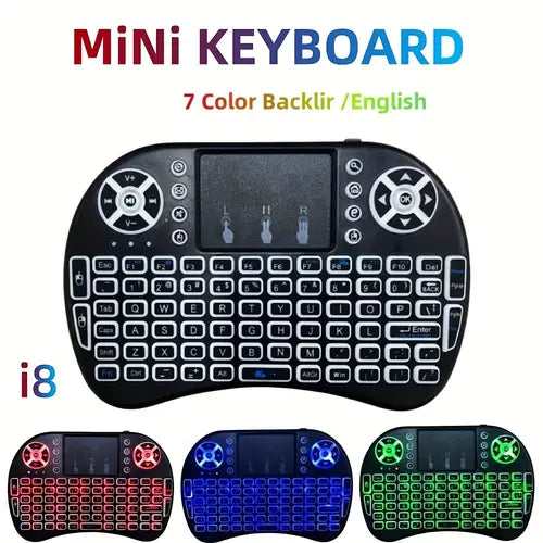 i8 2.4G Mini Wireless Keyboard with Touchpad – 7-Color Backlight - Flyingcart.pk