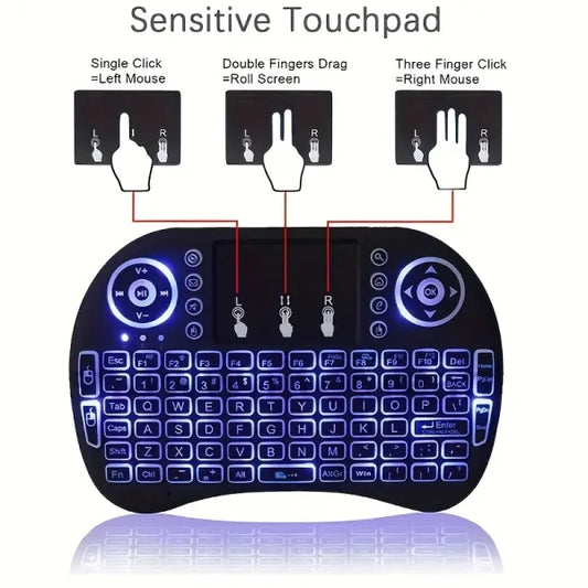 i8 2.4G Mini Wireless Keyboard with Touchpad – 7-Color Backlight - Flyingcart.pk