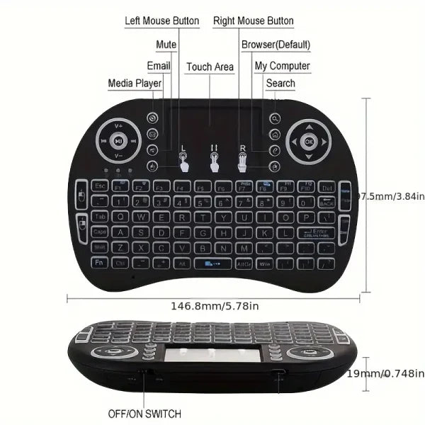 i8 2.4G Mini Wireless Keyboard with Touchpad – 7-Color Backlight - Flyingcart.pk