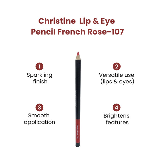 Christine Lip & Eye Pencil French Rose-107 - FlyingCart.pk