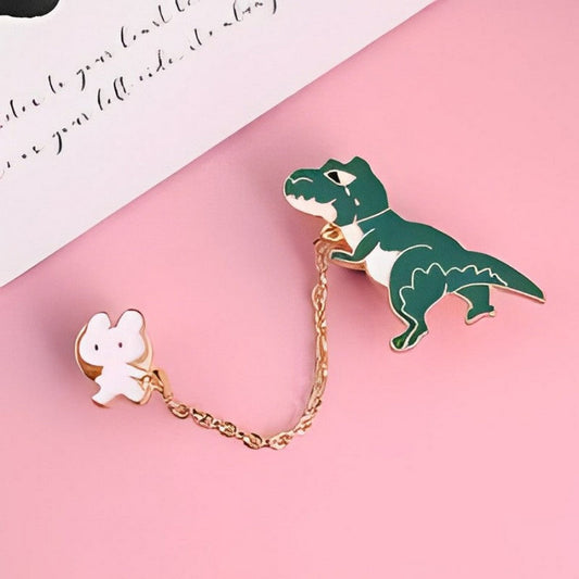 Cute Dinosaur And Rabbit Pin Brooch - FlyingCart.pk