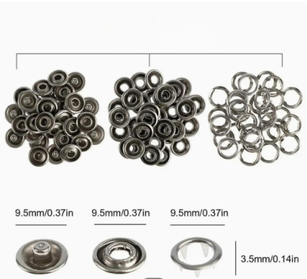 25 Imported Quality Metal Snaps Tich Buttons - Flyingcart.pk