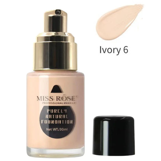 Miss Rose Purely Natural Liquid Foundation – Lightweight 30ml Long-Lasting Make-Up