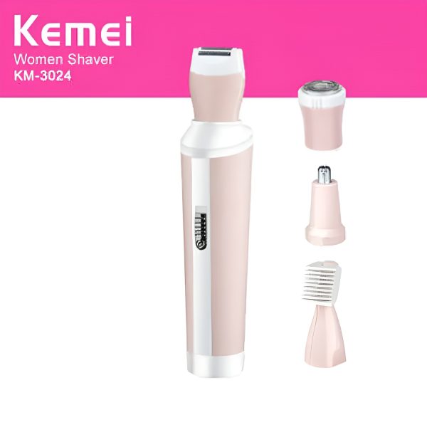 Kemei KM-3024 4-in-1 Rechargeable Hair Remover Shaver for Women - Flyingcart.pk