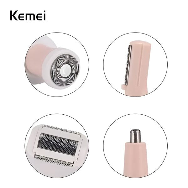 Kemei KM-3024 4-in-1 Rechargeable Hair Remover Shaver for Women - Flyingcart.pk