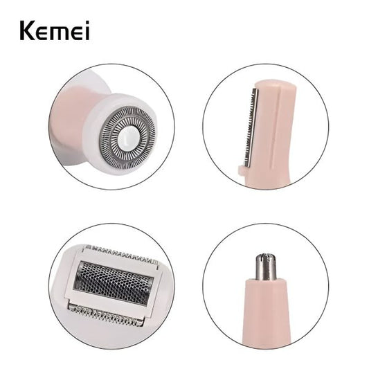 Kemei KM-3024 4-in-1 Rechargeable Hair Remover Shaver for Women - Flyingcart.pk