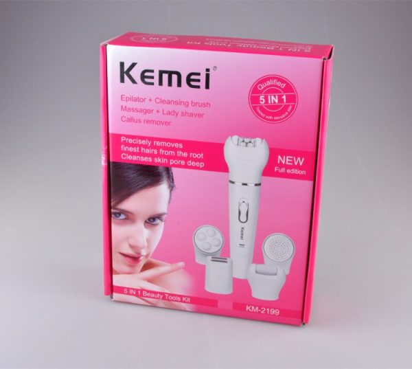 Kemei Km-2199 Electric Ladies Hair Removal Trimmer 5 In 1 Epilator with Callus Remover - Flyingcart.pk