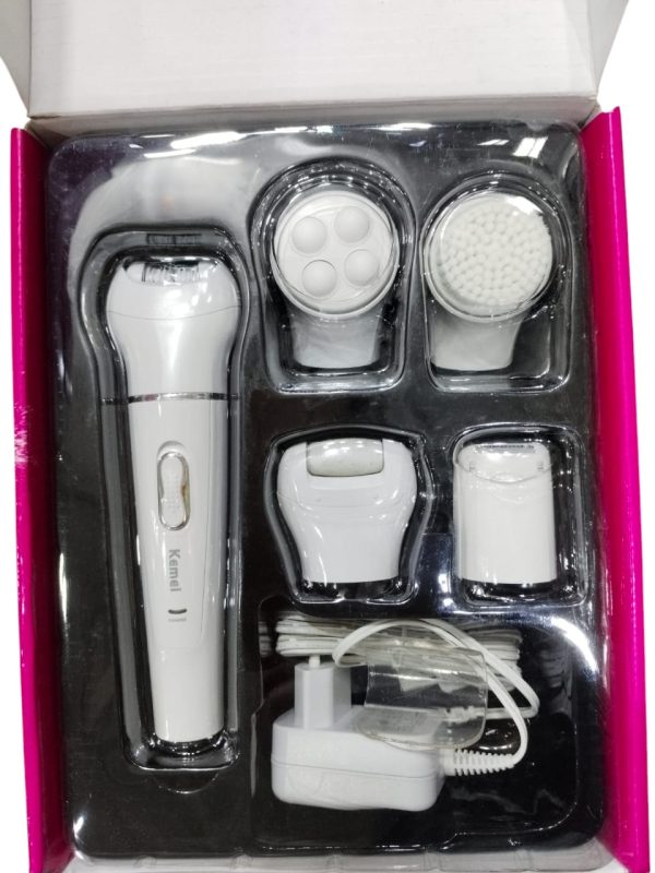 Kemei Km-2199 Electric Ladies Hair Removal Trimmer 5 In 1 Epilator with Callus Remover - Flyingcart.pk