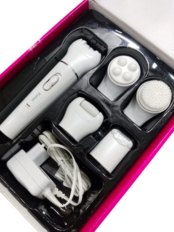 Kemei Km-2199 Electric Ladies Hair Removal Trimmer 5 In 1 Epilator with Callus Remover - Flyingcart.pk