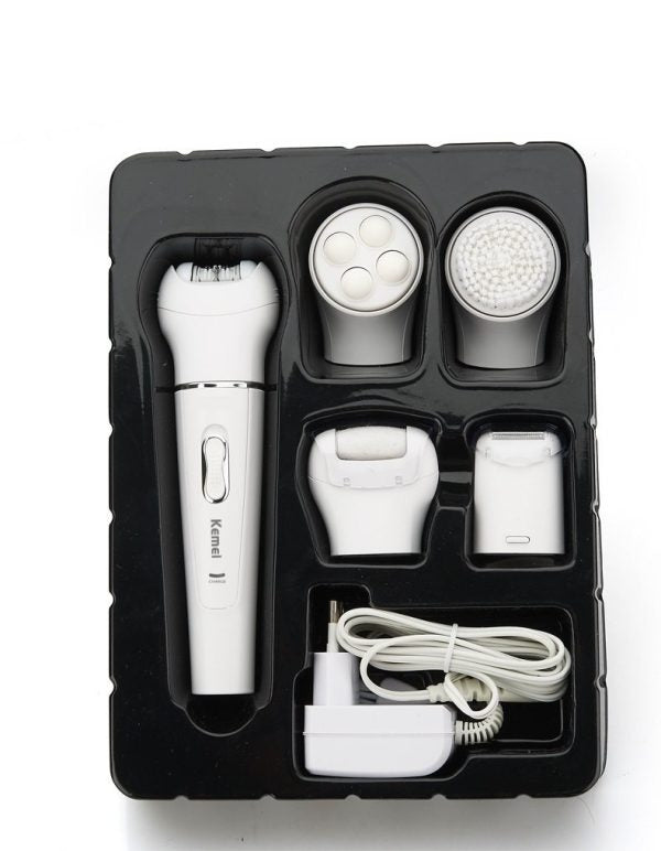 Kemei Km-2199 Electric Ladies Hair Removal Trimmer 5 In 1 Epilator with Callus Remover - Flyingcart.pk
