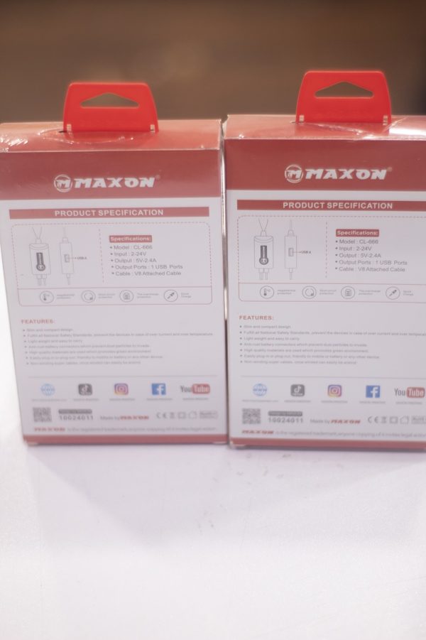Maxon CL-222 2.4A Clip Mobile Charger - Flyingcart.pk
