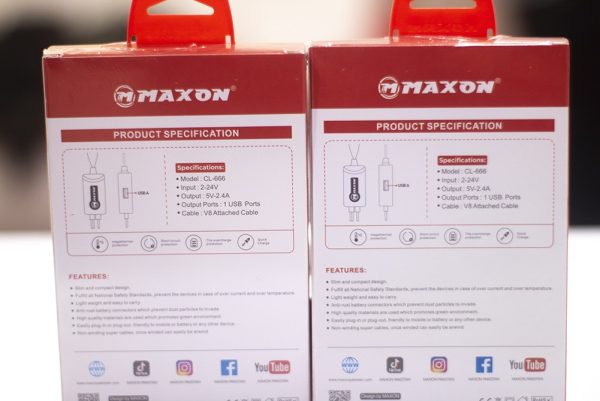 Maxon CL-222 2.4A Clip Mobile Charger - Flyingcart.pk