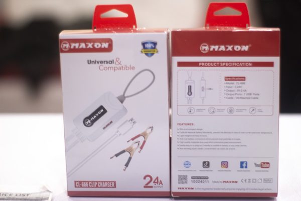 Maxon CL-222 2.4A Clip Mobile Charger - Flyingcart.pk