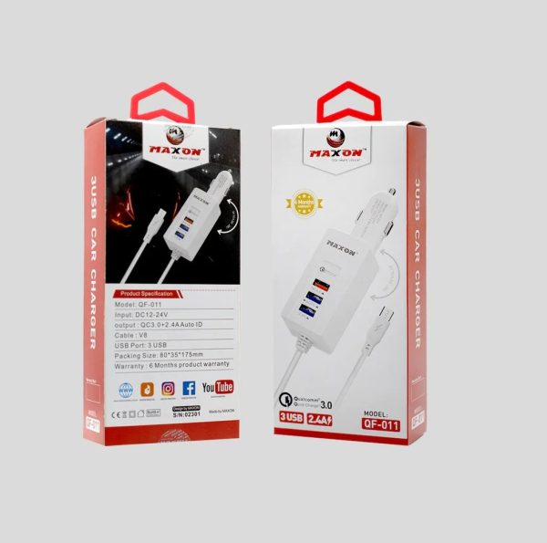 Maxon QF-011 QC3.0 Fast Car Charger with 180° Adjustable Holder - Flyingcart.pk