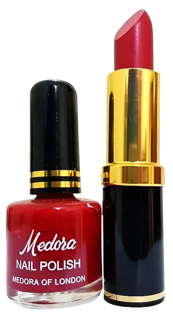 medora-2-in-1-lipstick-nail-polish-combo-premium-beauty-deal-with-matching-shades-includes-1-lipstick-1-nail-polish-red-maroon-1-flyingcart.pk
