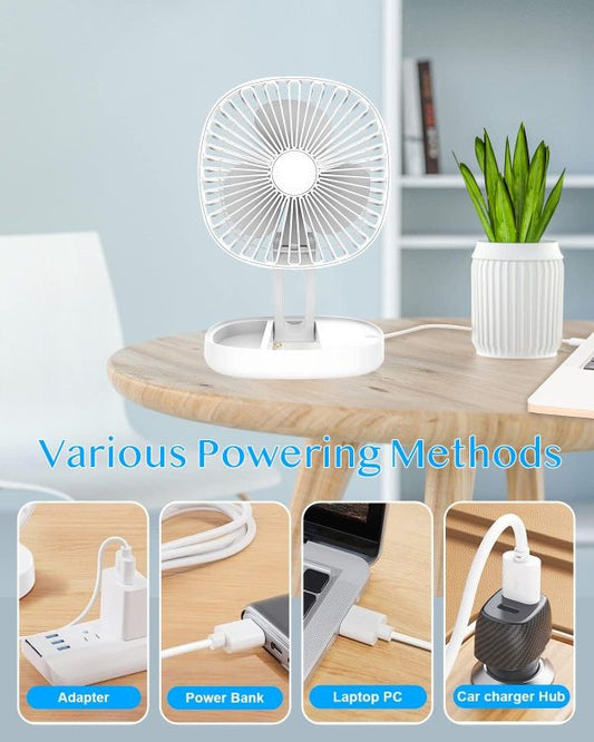 Mini 2-in-1 Portable Fan with LED Light – USB Rechargeable - Flyingcart.pk
