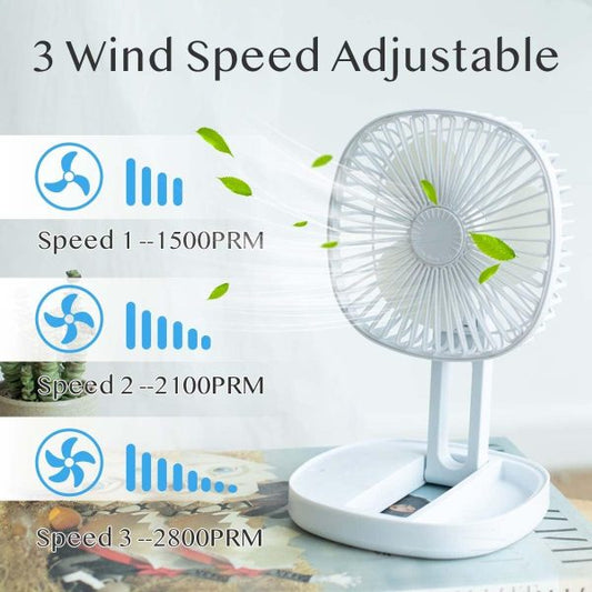 Mini 2-in-1 Portable Fan with LED Light – USB Rechargeable - Flyingcart.pk
