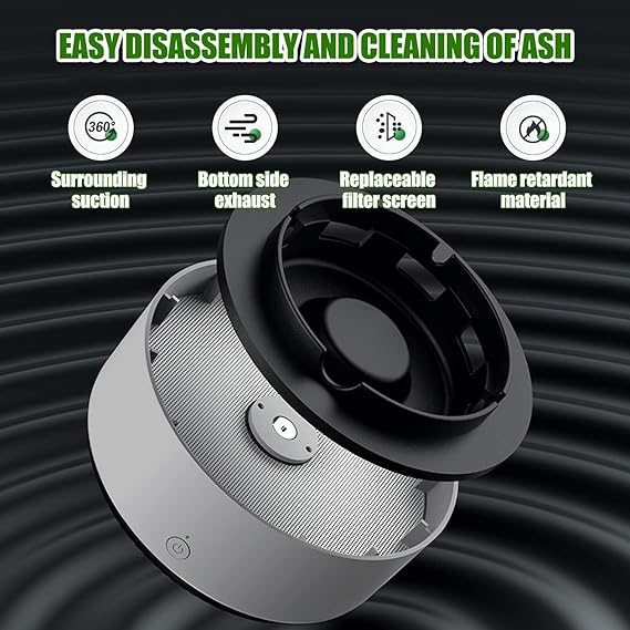 (nw000422) 2-in-1 Air Purifier Quiet Ashtray – Smokeless Electronic Ashtray for Car or Home