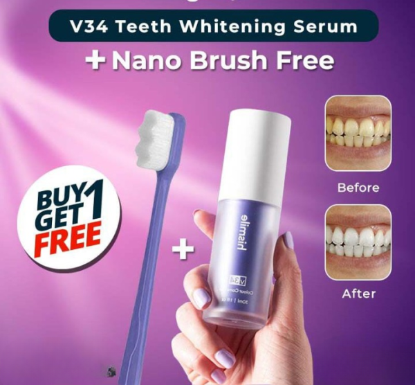 Pack of 2 Teeth Brightening Hismiles V34 Serum with Micro Nano Brush - Flyingcart.pk