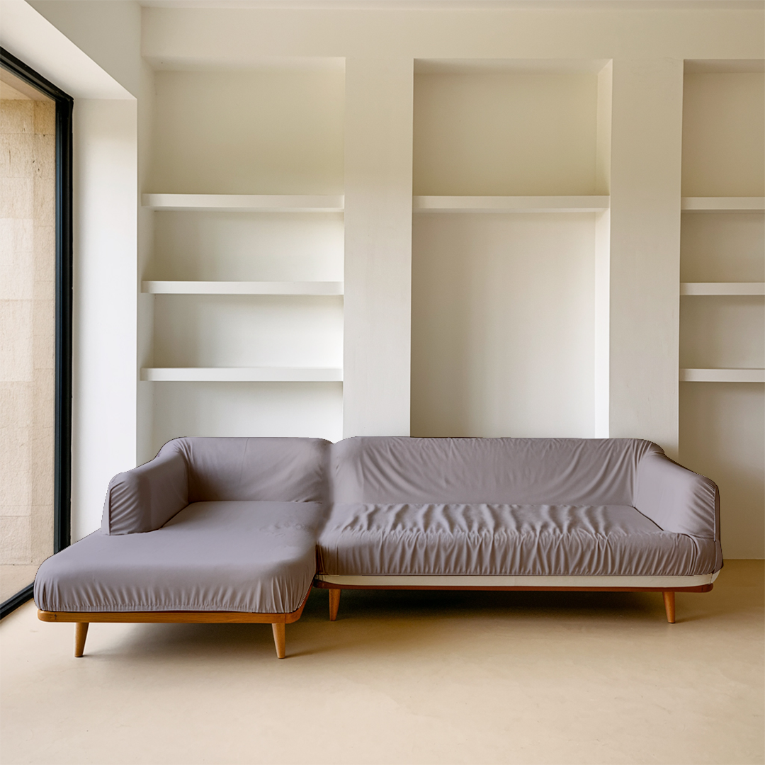 Silver Grey L Shape Sofa Cover