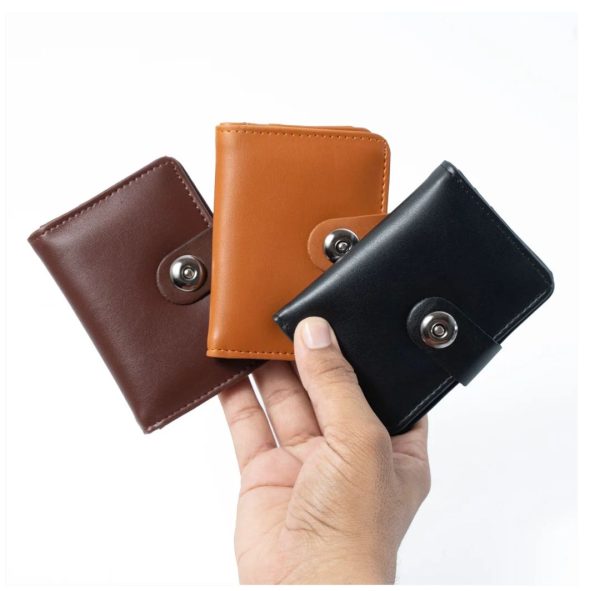 Plain Leather Minimal Button Closure Wallet - Flyingcart.pk