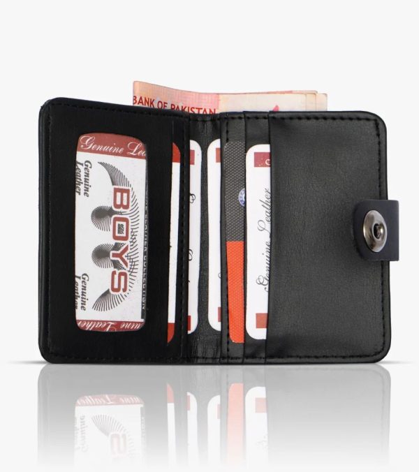 Plain Leather Minimal Button Closure Wallet - Flyingcart.pk